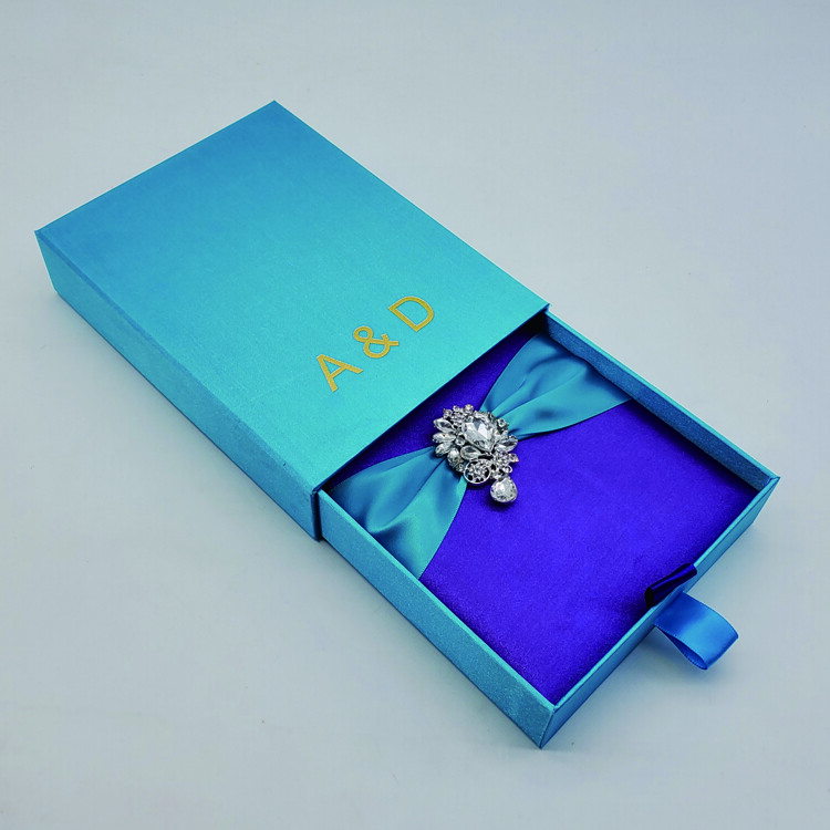 Custom Logo Cardboard Slide Marble Ring Necklace Drawer Box With EVA Foam Velvet Insert Kraft Packaging Paper Jewelry Box