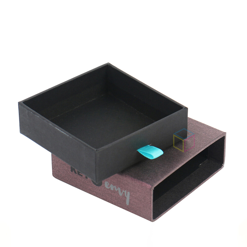 Custom Logo Cardboard Paper Drawer Box Folding Sliding Drawer Box Packaging With Ribbon and Insert