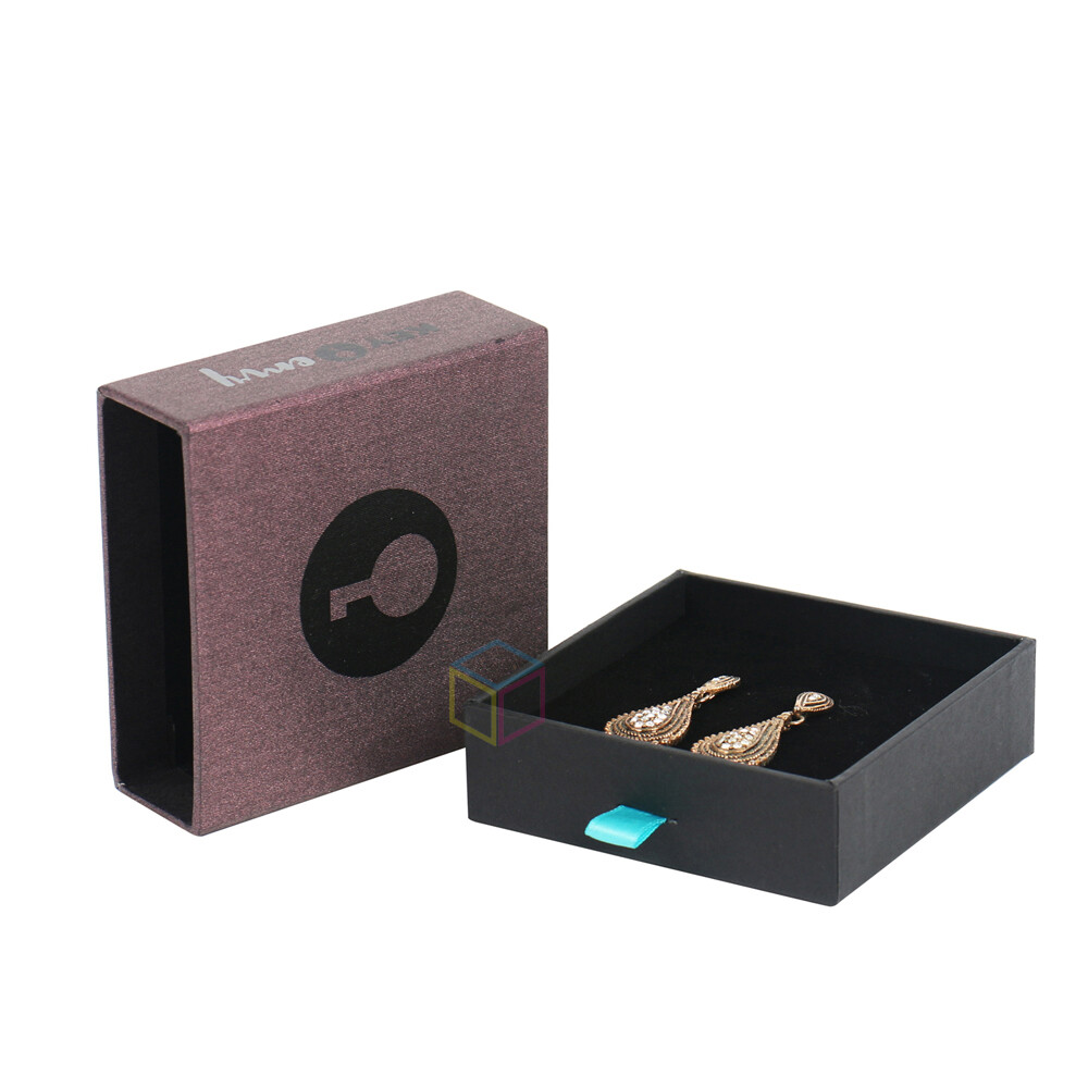 Custom Logo Cardboard Paper Drawer Box Folding Sliding Drawer Box Packaging With Ribbon and Insert