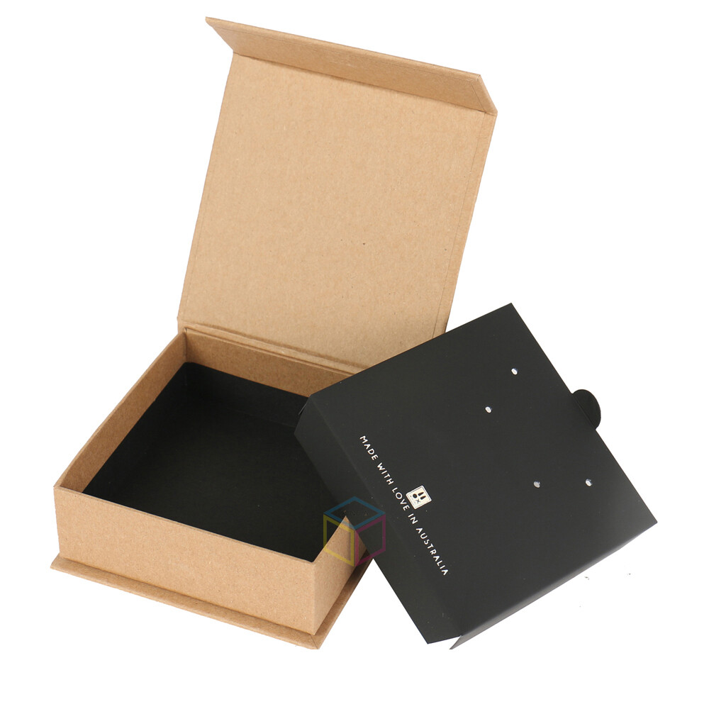 Magnet Drawer Mini Packaging Kraft Eco Unique logo Cardboard Small Paper Magnetic Luxury Custom Velvet Jewelry Box with Ribbon
