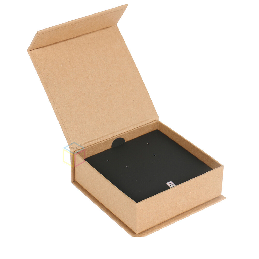 Magnet Drawer Mini Packaging Kraft Eco Unique logo Cardboard Small Paper Magnetic Luxury Custom Velvet Jewelry Box with Ribbon