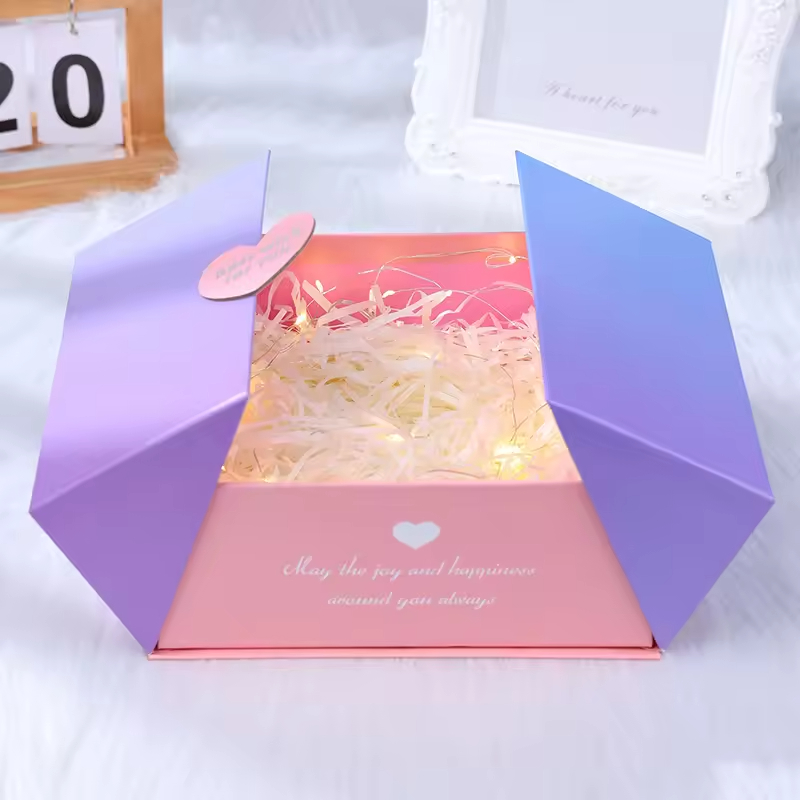 Creative Double Door Gift Box Valentine's Day High-End Flip Magnetic Box Large Gradient Cosmetics Perfume Packaging Box