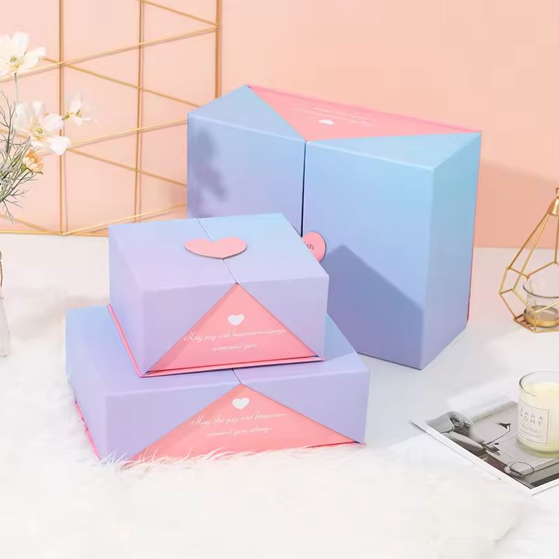 Creative Double Door Gift Box Valentine's Day High-End Flip Magnetic Box Large Gradient Cosmetics Perfume Packaging Box