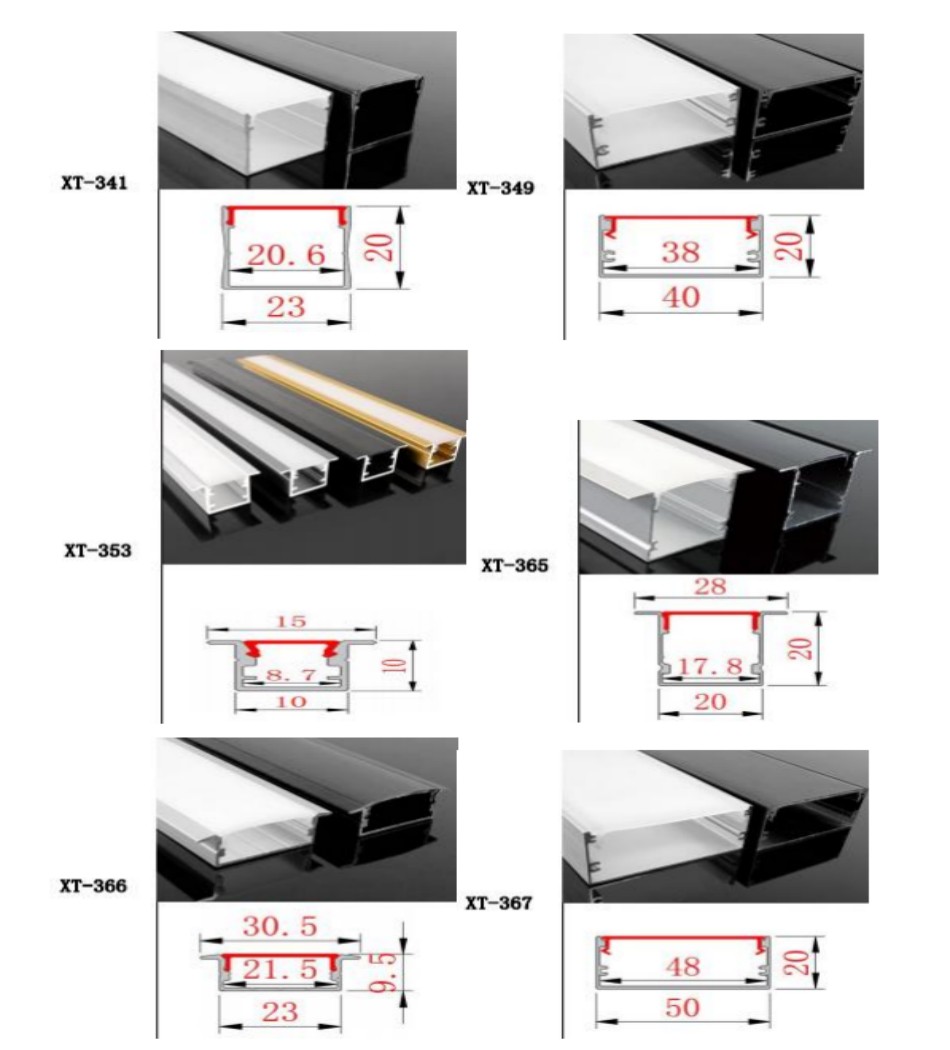custom aluminum profile sizes