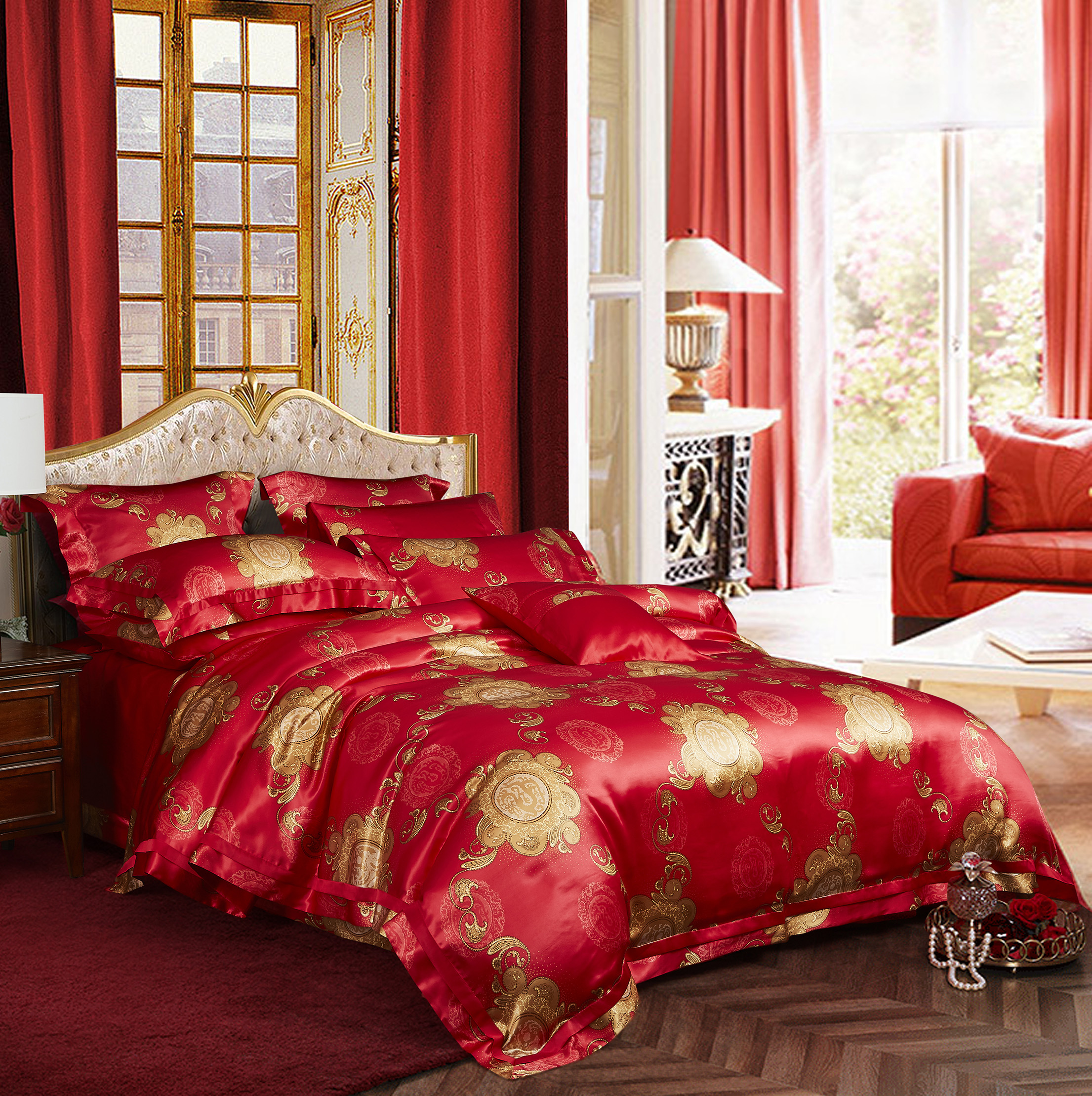Silk printed bedding
