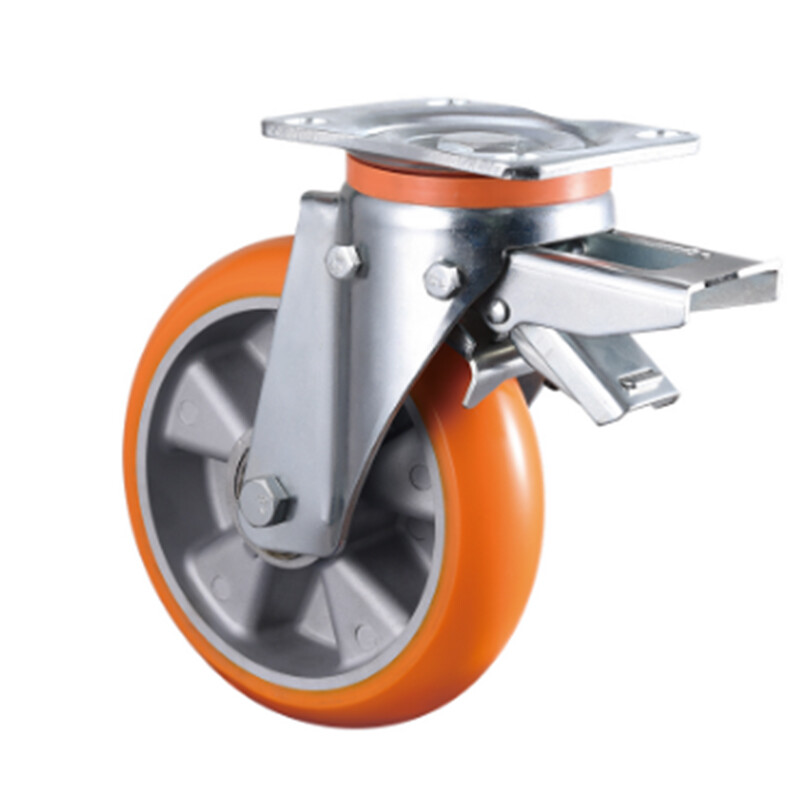  6in 8in PU and Core Aluminum hight capacity european heavy duty caster with lock