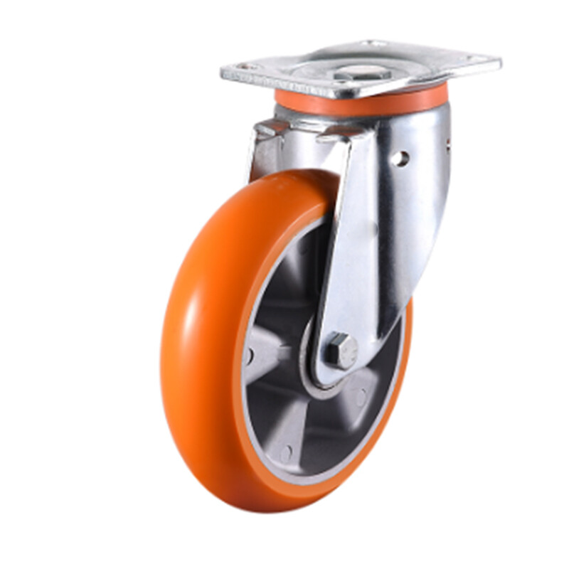  6in 8in PU and Core Aluminum hight capacity european heavy duty caster with lock
