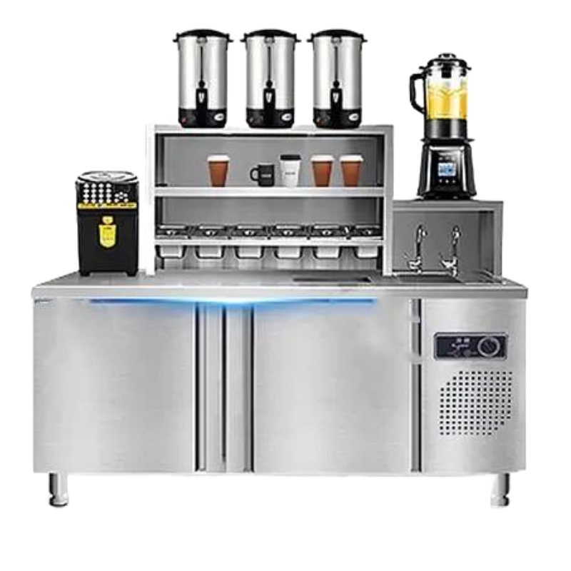 Commercial preparation table drink station with refrigerator and lights CBWT-CB-8018
