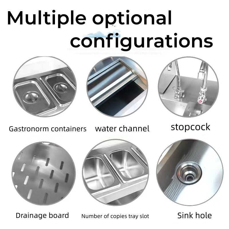 Commercial preparation table drink station with refrigerator and lights CBWT-CB-8018