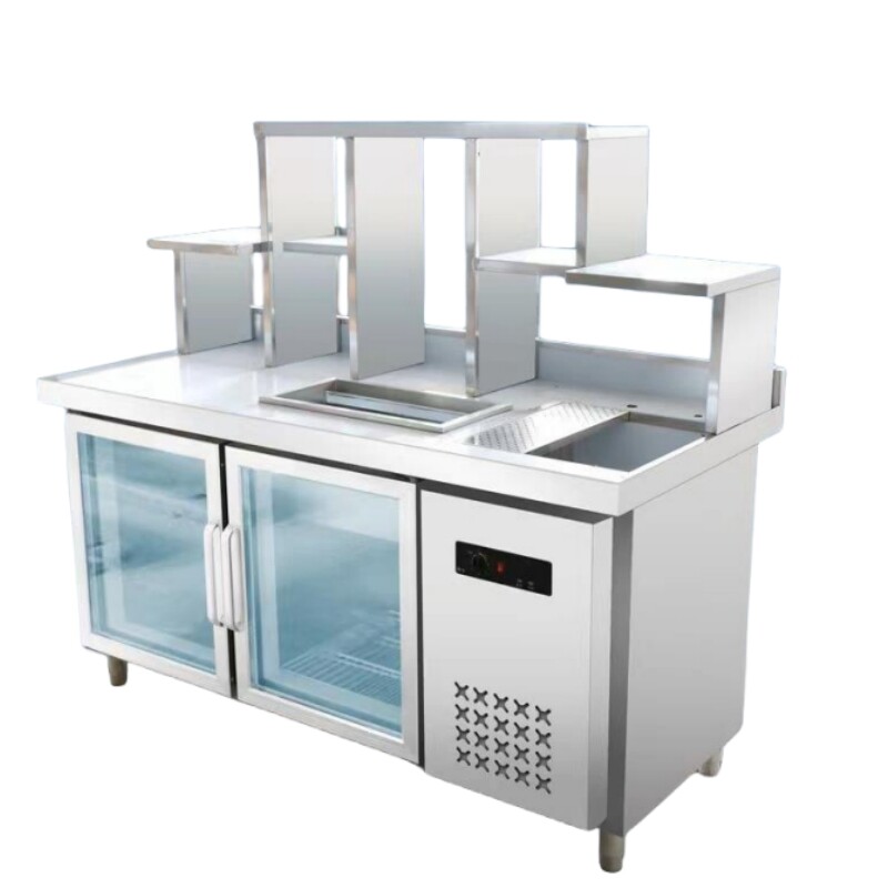 Commercial preparation table drink station with refrigerator and lights CBWT-CB-8018