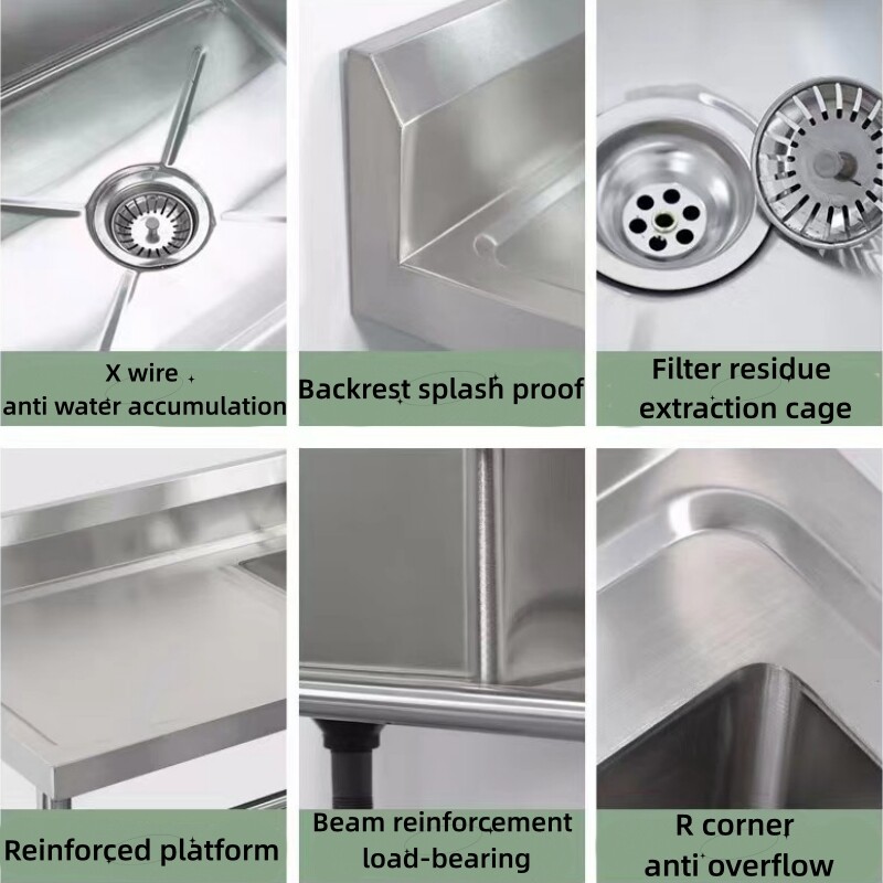 Commercial stainless steel kitchen sink with faucet Single Sink CBSK-612