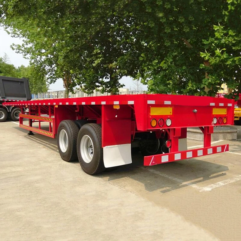 2 Axles 35T Flatbed Container Transport Semi Truck Trailer