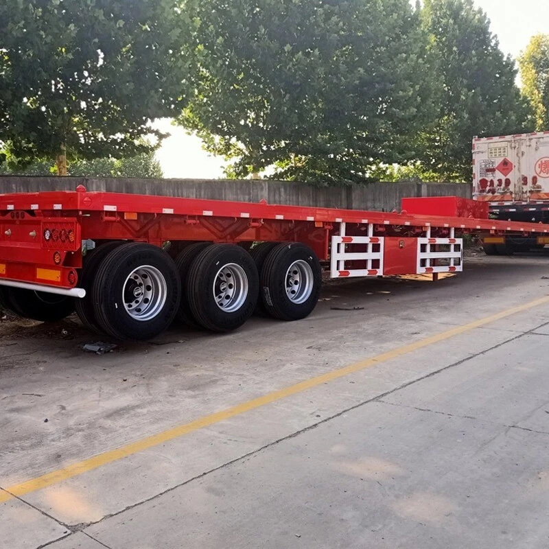 High Quality Flatbed Semi Trailer Tri Axle Container Semi Trailer for Sale
