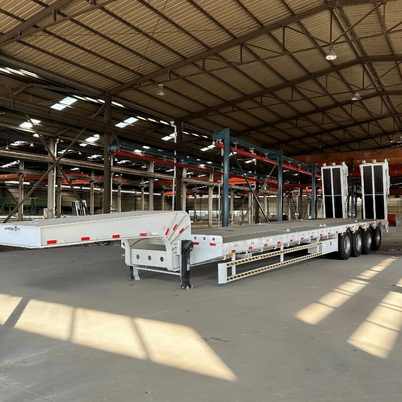 4 axles 70 tons low bed semi-trailer with spring suspension