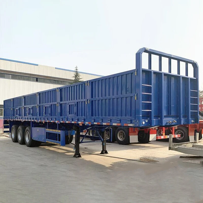 40ft 3 Axle Flatbed Trailer With Side Wall For Bulk Cargo Transport