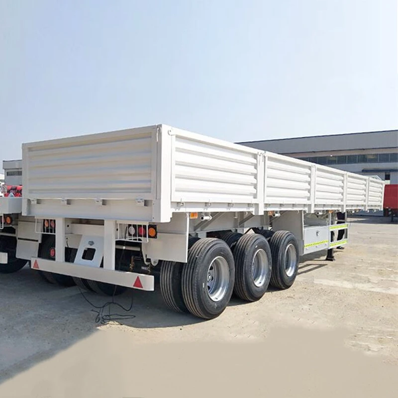 40ft 3 Axle Flatbed Trailer With Side Wall For Bulk Cargo Transport