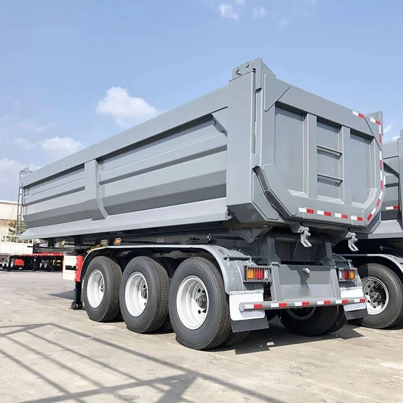3 Axle 60 Ton Grey Half Pipe Tipper Trailer