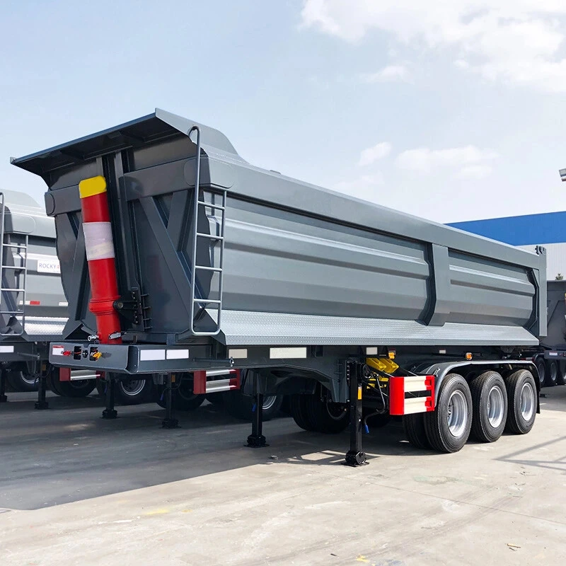 3 Axle 60 Ton Grey Half Pipe Tipper Trailer