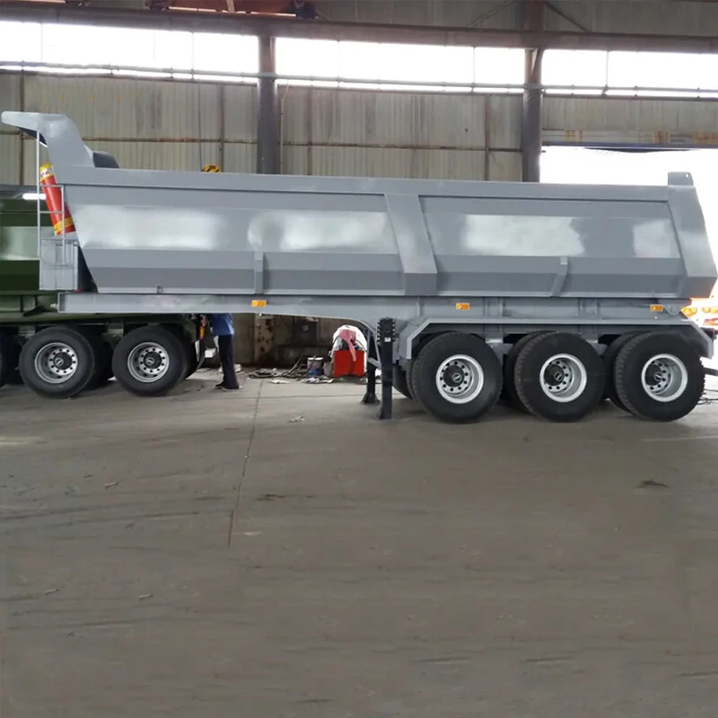 3 Axle 60 Ton Grey Half Pipe Tipper Trailer