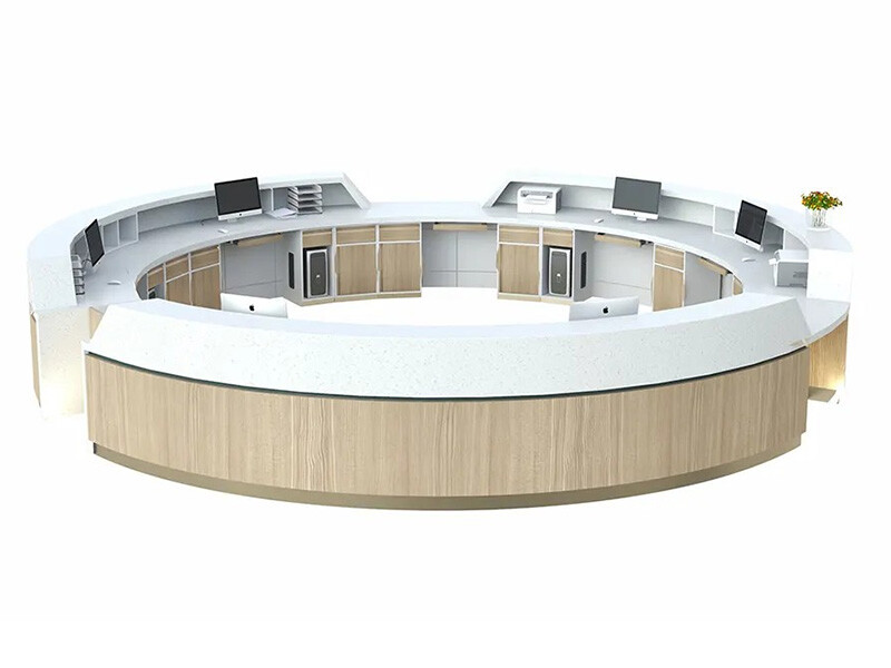 Estación de Servicio de Orientación Médica Circular, alrededor del mostrador de servicio del hospital 