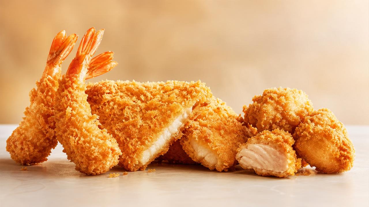 Mejores aplicaciones de panko japonés en forma de aguja para mariscos y pollo