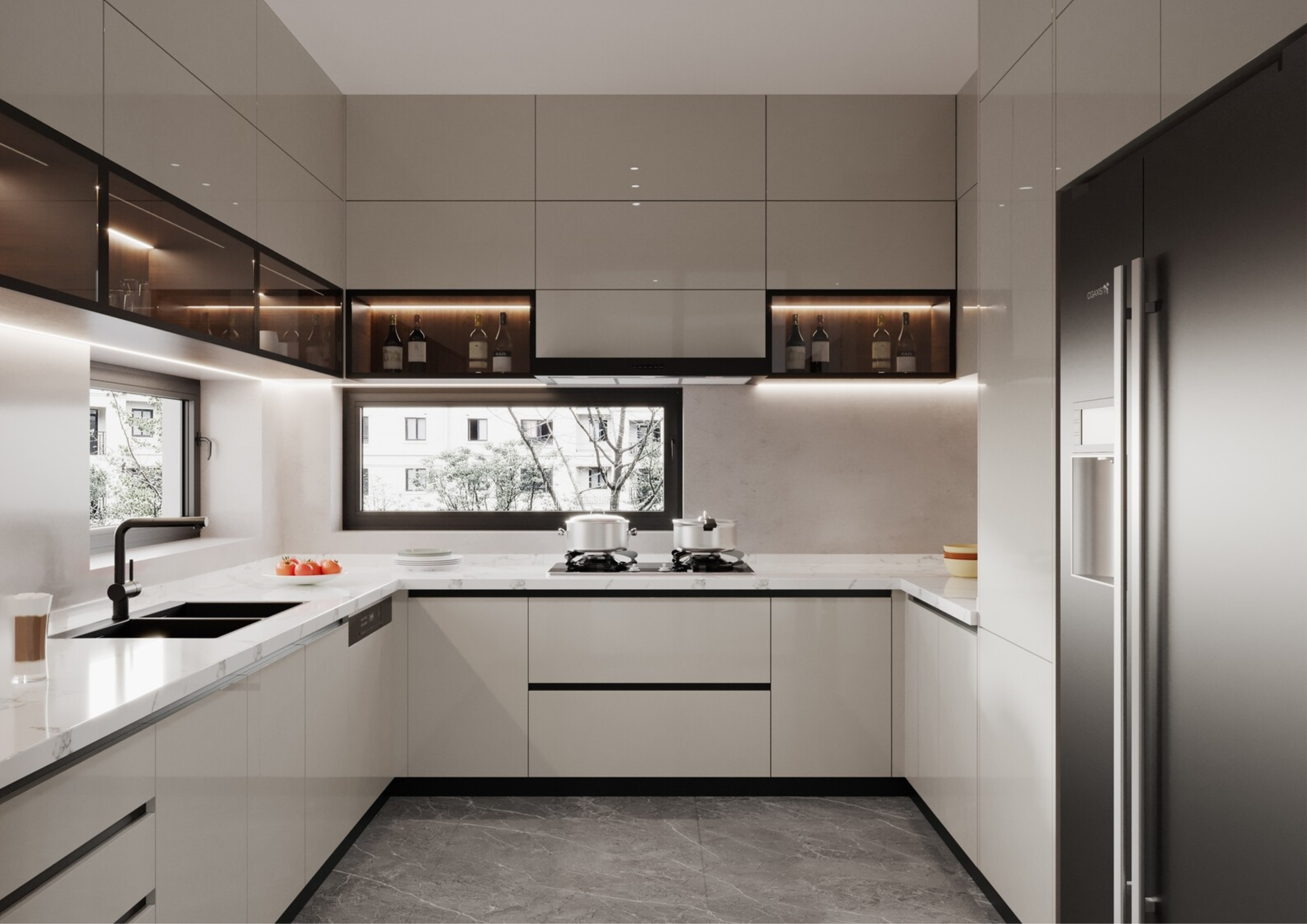 High Gloss Lacquer Kitchen Cabinets