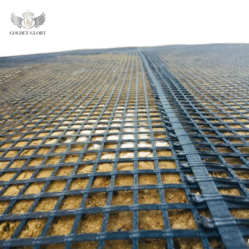  مادة هيكل شبكة الألياف الزجاجية الجيوجريدية من خلال عملية نسج معينة