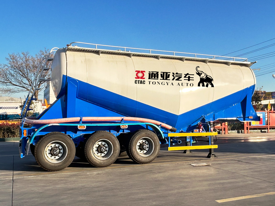 Semi-remorque à pneu unique à 3 essieux pour citerne de ciment en vrac