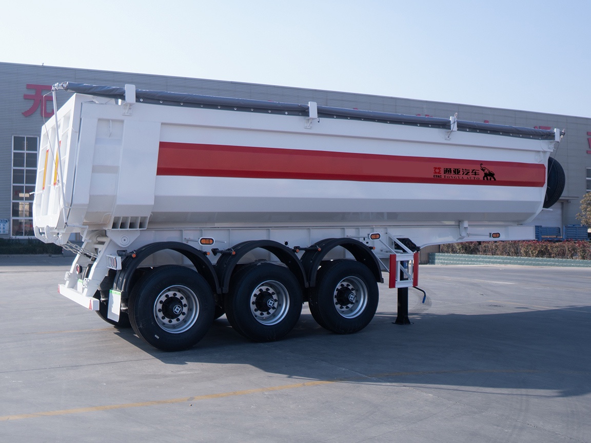 Semi-remorque à benne basculante à pneu unique