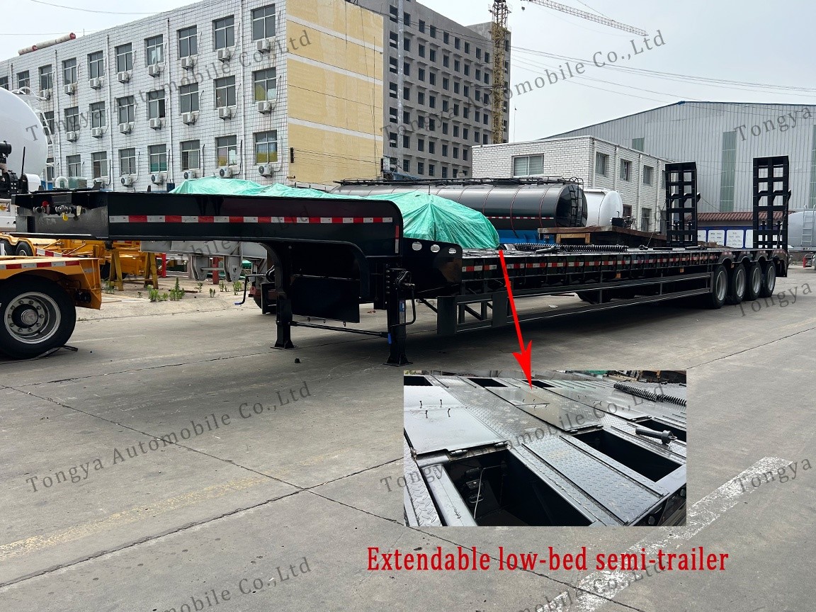 low bed semi trailer with extendable