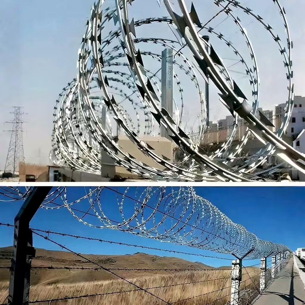 Clipped Concertina Razor Wire Galvanized Steel Double Spiral Barbed Wire Fencing, Protection for Garden, Farm, Outdoor Chain Fencing, Multi Sizes (Color : Silver)