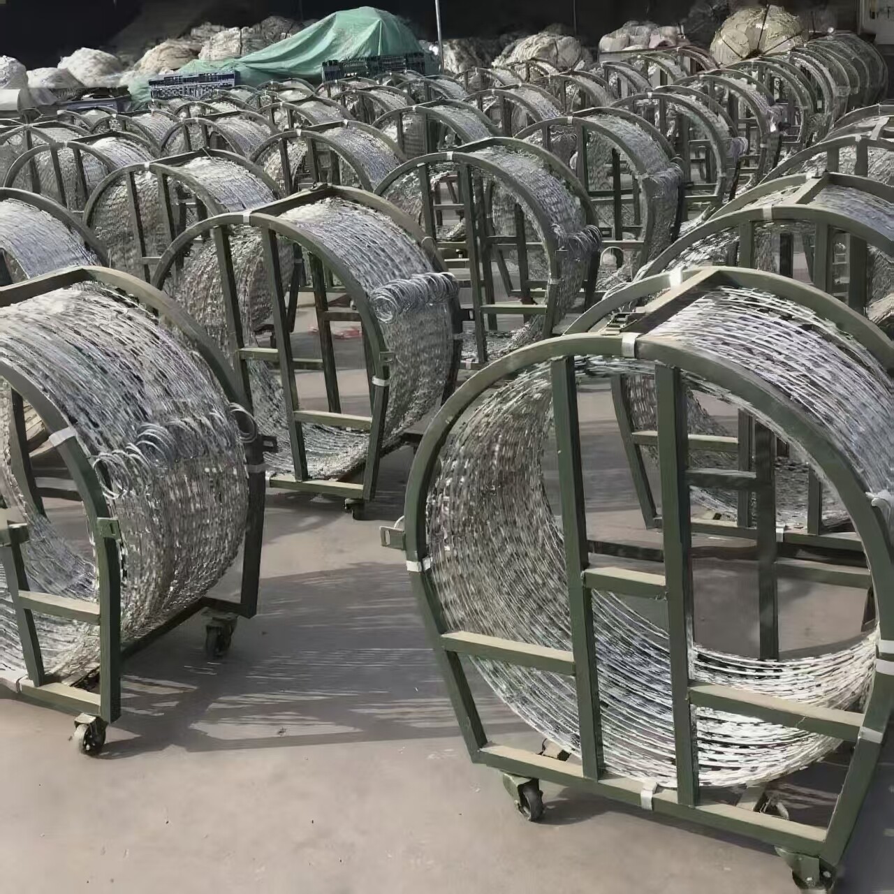 Razor Wire 246 ft. Galvanized Barbed Wire Razor Ribbon Barbed Wire . Garden Fence