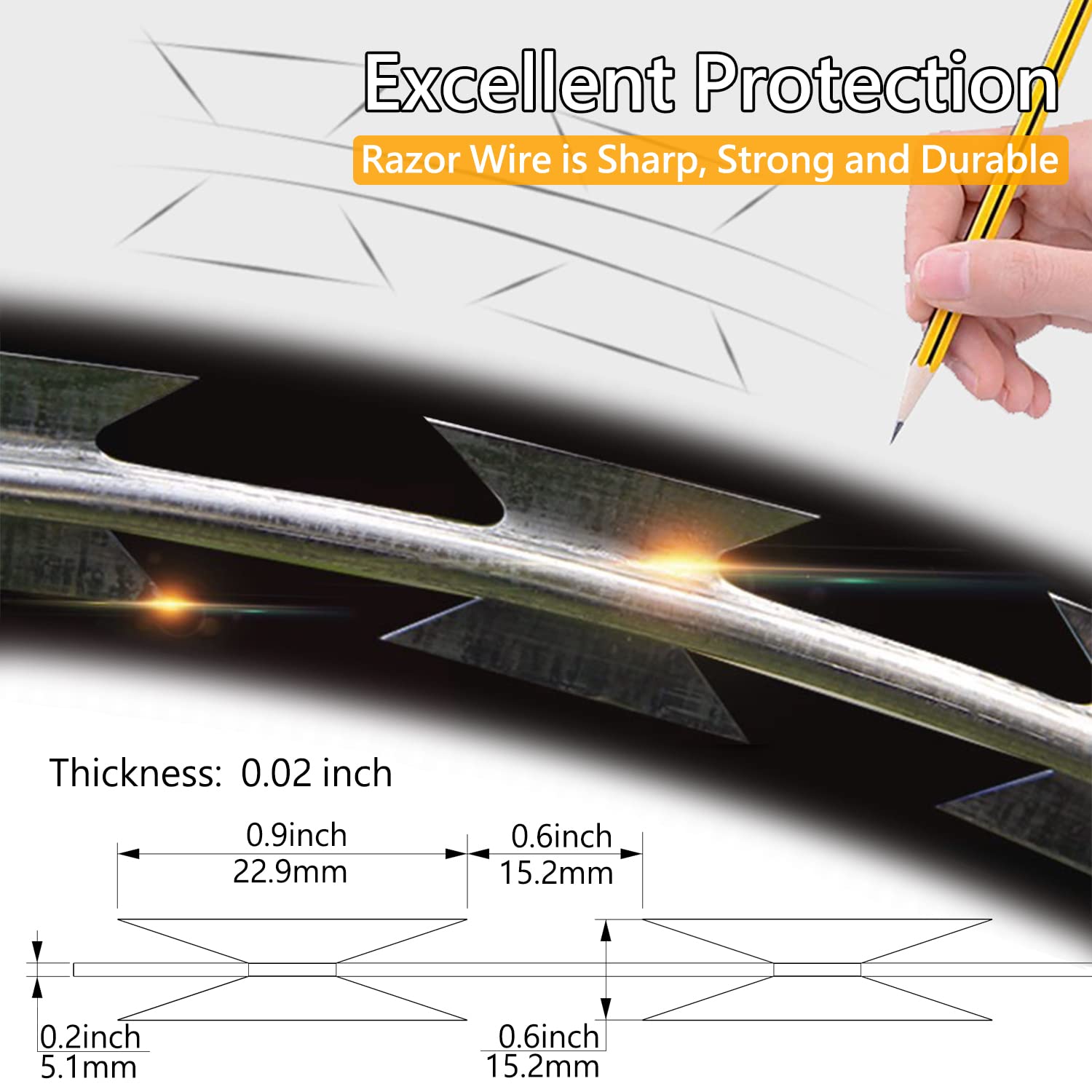 410FT Galvanized Steel Razor Wire Ribbon Barbed Concertina, 82 Feet per Roll