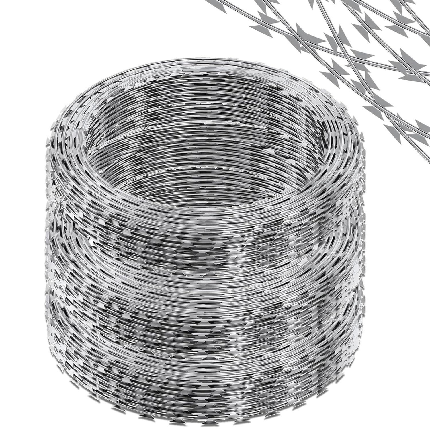 410FT Galvanized Steel Razor Wire Ribbon Barbed Concertina, 82 Feet per Roll