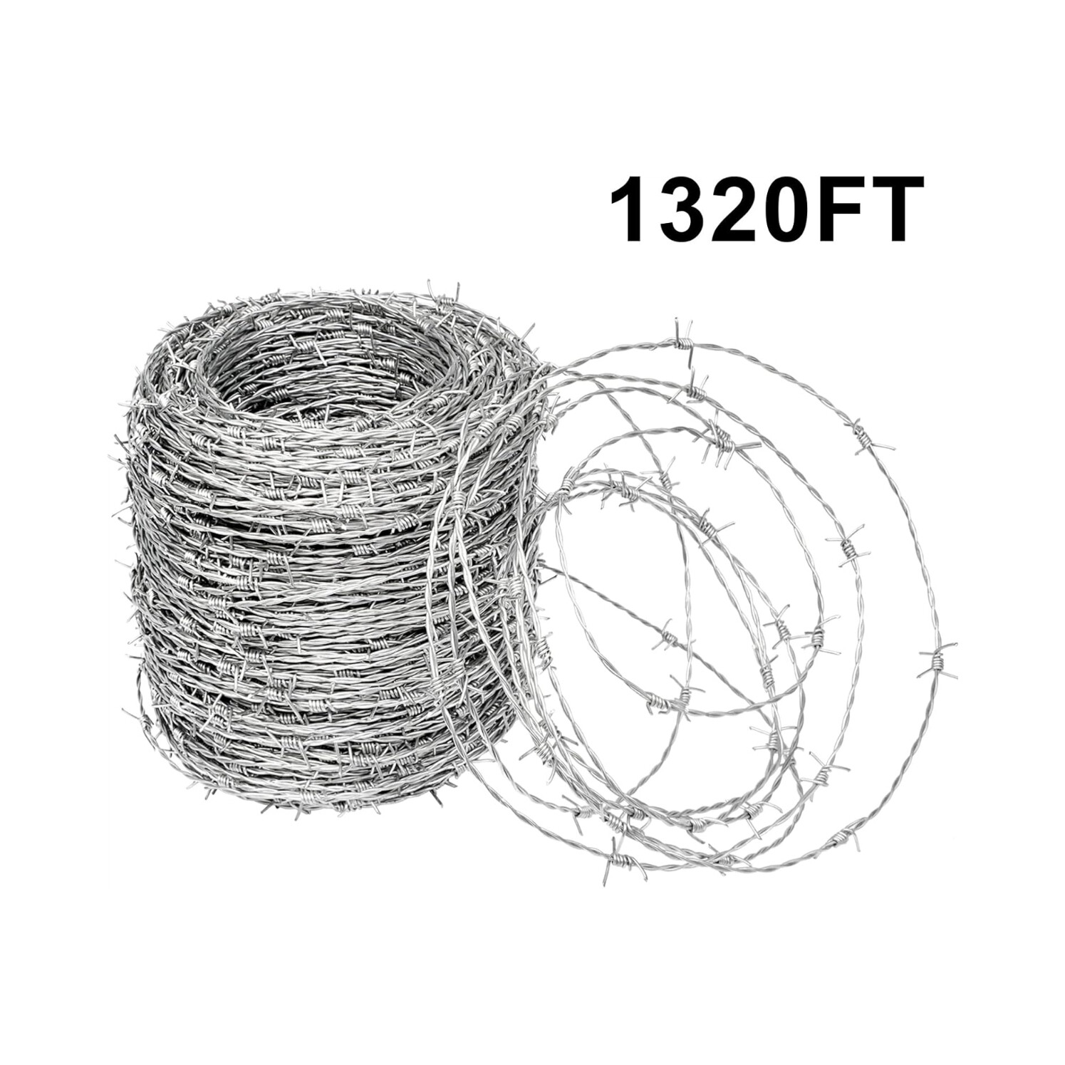 Real Barbed Wire, 1320FT, 4 Point Barbed Wire Roll 18 Gauge, Fence for Crafts, Critter Deterrent, Bird Feeder, Garden