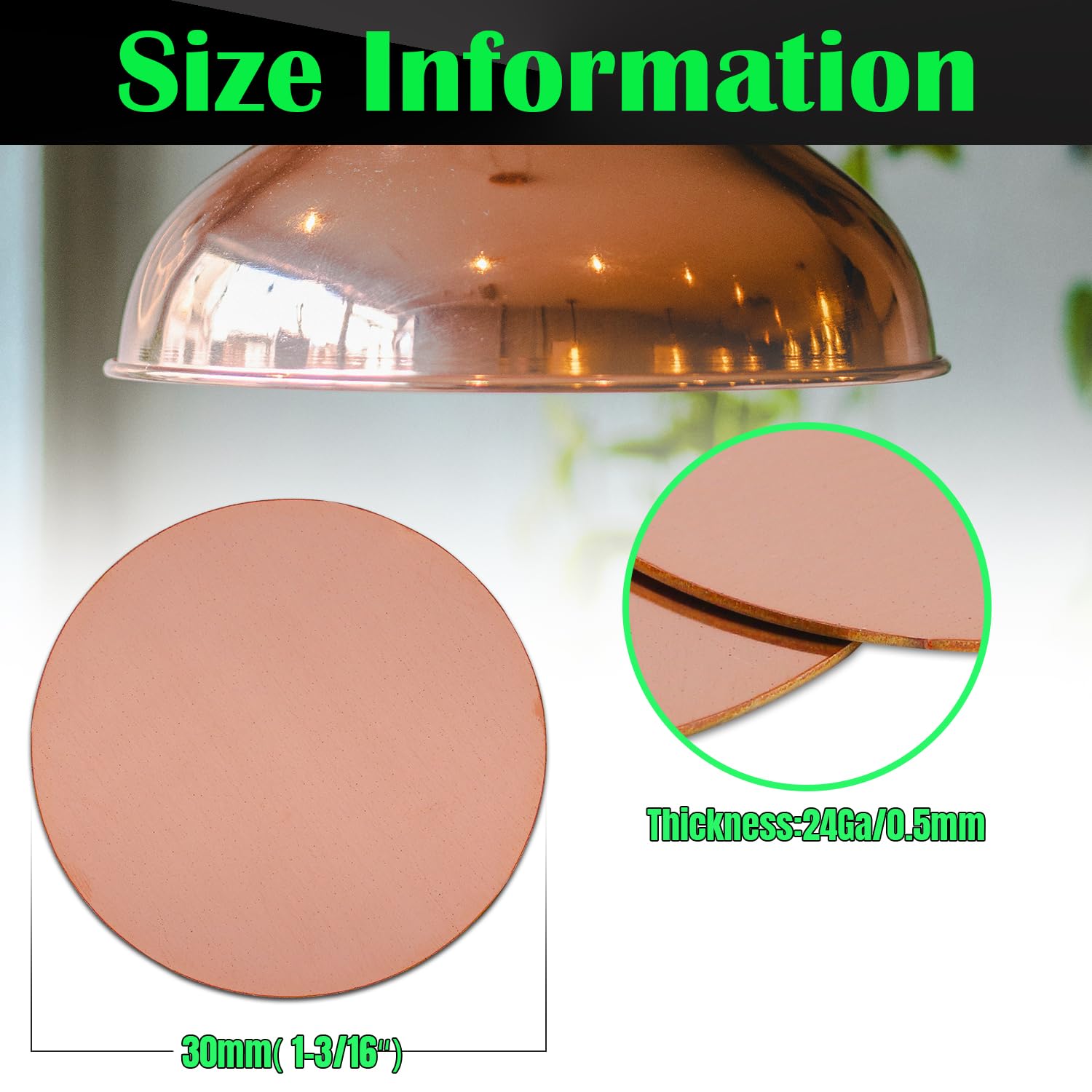 1-3/16 inch diameter 24Ga 0.5mm thickness copper metal plate, copper round plate, suitable for crafts, DIY, jewelry, electrical, maintenance, industry