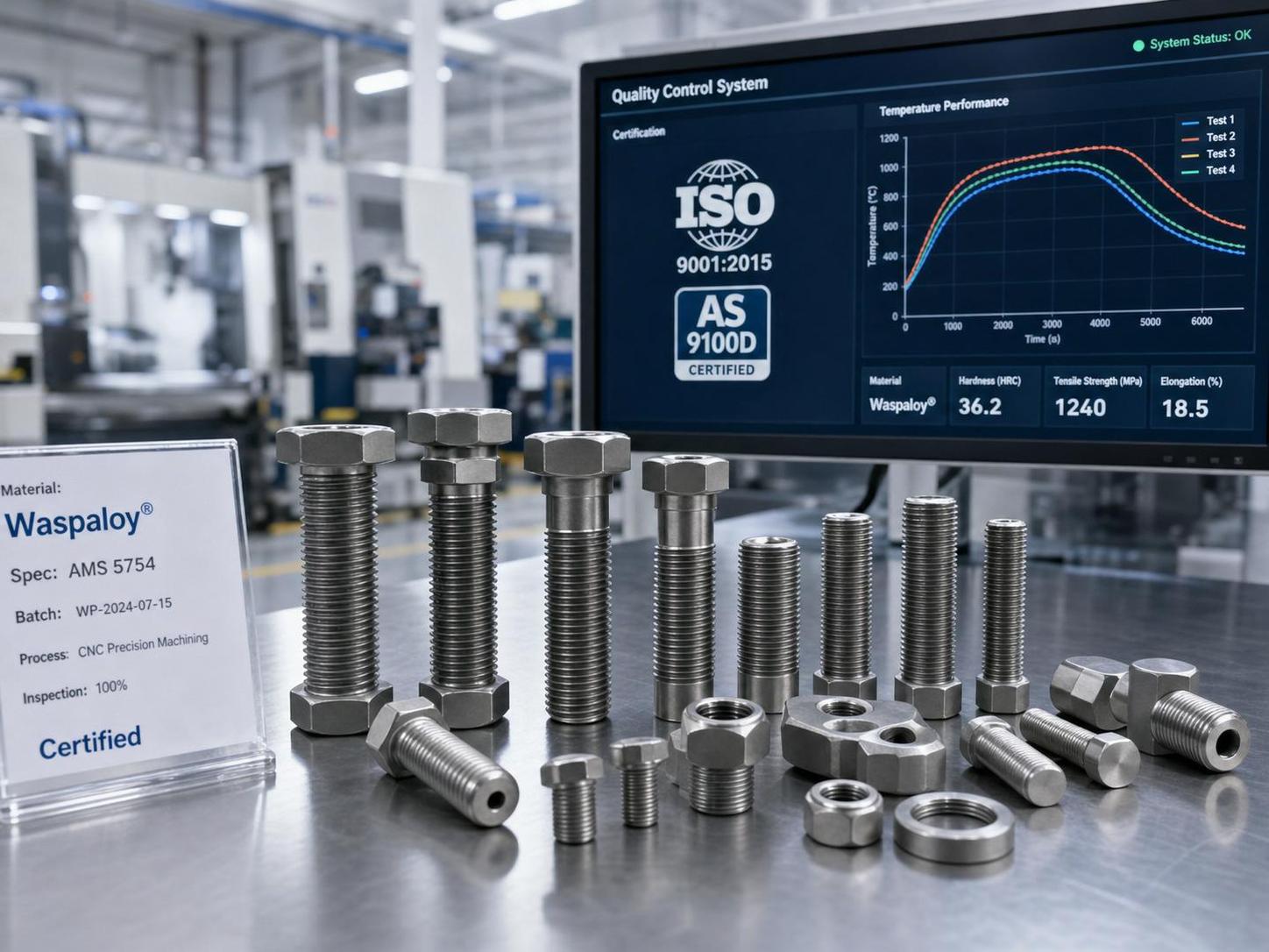 Waspaloy Fastener Standards and Certifications: AMS 5708, ASTM B637, NADCAP, EN 10204 3.1/3.2 & DFARS Compliance