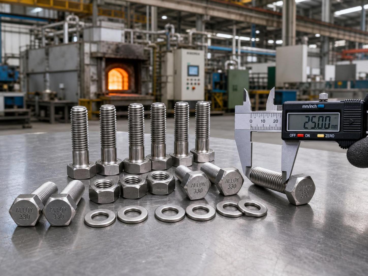 Alloy 330 (RA330) Fasteners: Hex Bolts, Studs, Nuts, Washers & Threaded Rod for Extreme High Temperatures