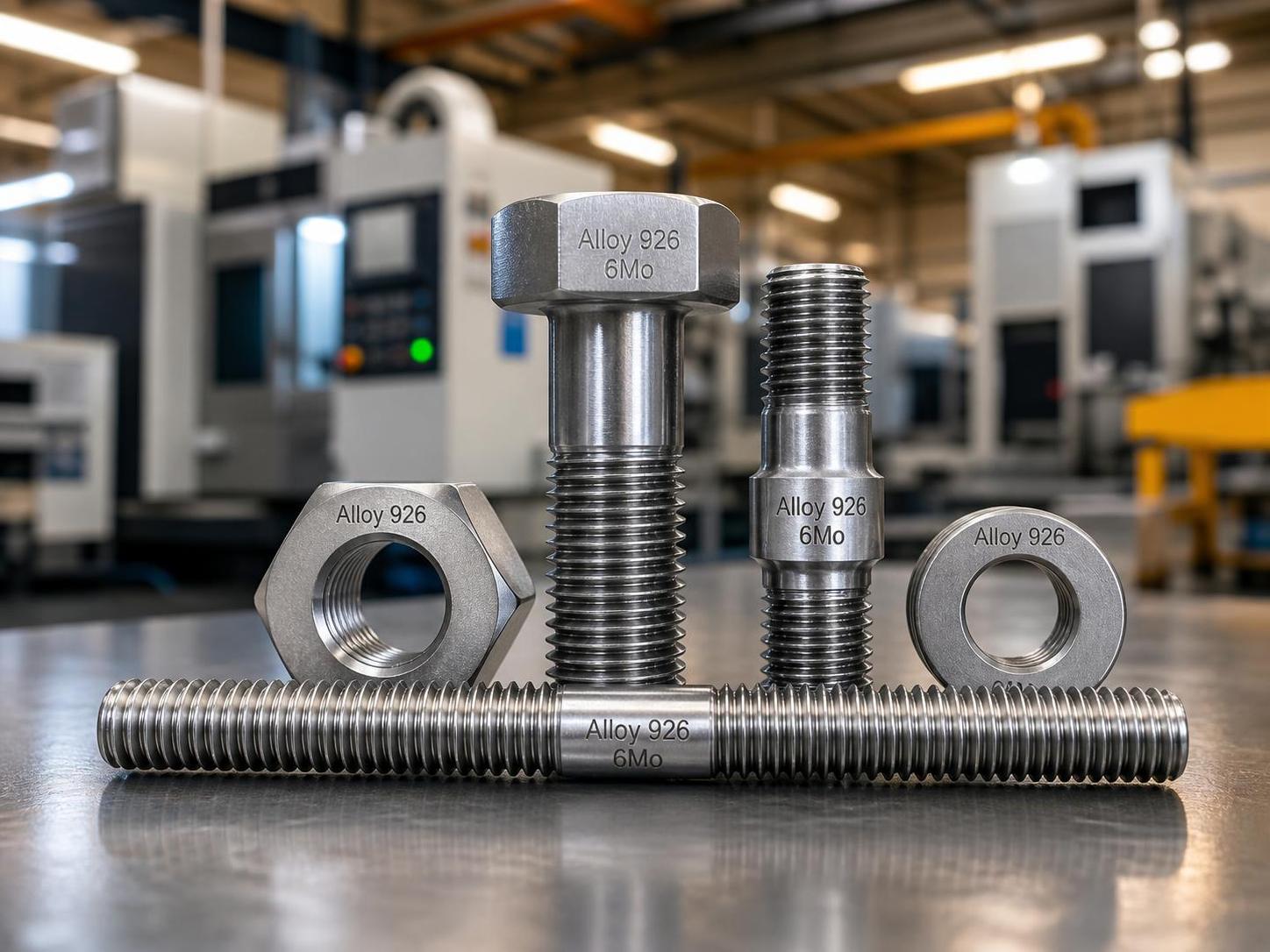 Alloy 926 (6Mo) Fasteners: Hex Bolts, Studs, Nuts, Washers & Threaded Rod for Severe Corrosion Service