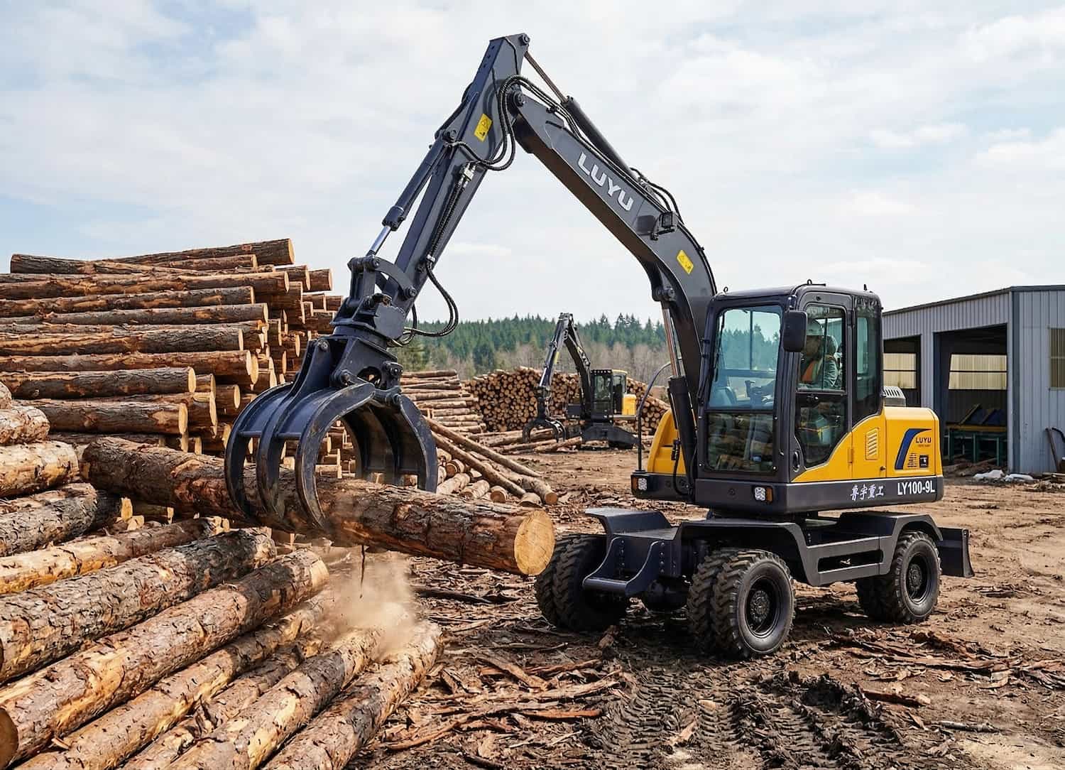 Efficiency in Motion: How Luyu Wheeled Excavators with Timber Grapples Revolutionize Log Handling