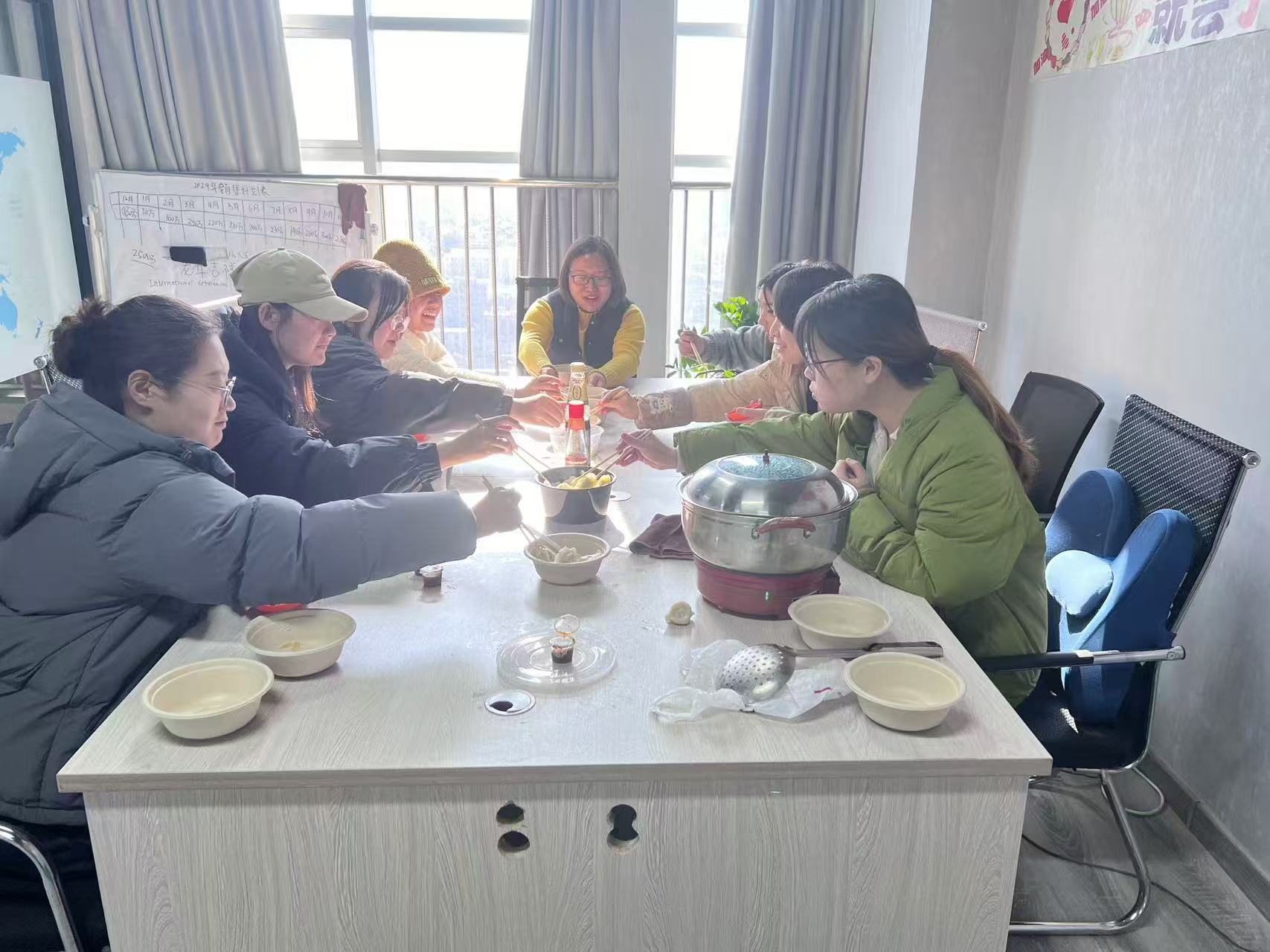 Warm dumplings and sweet glutinous rice balls in the company