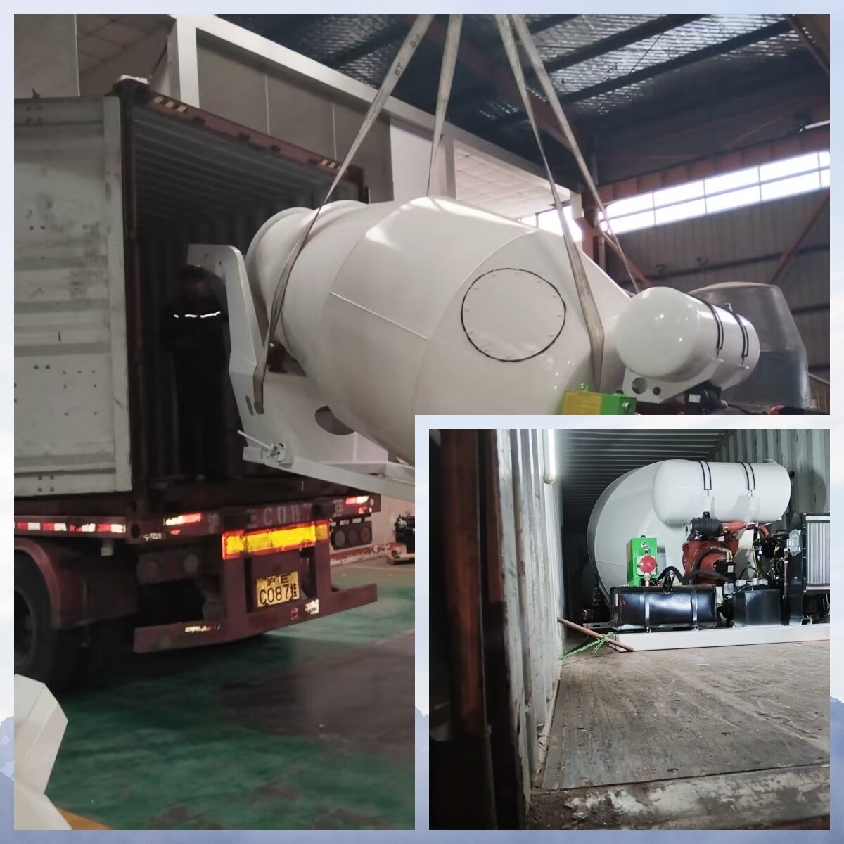 Concrete mixing tanks are packed and shipped to the United States Concrete mixing tanks are packed and shipped to the United States