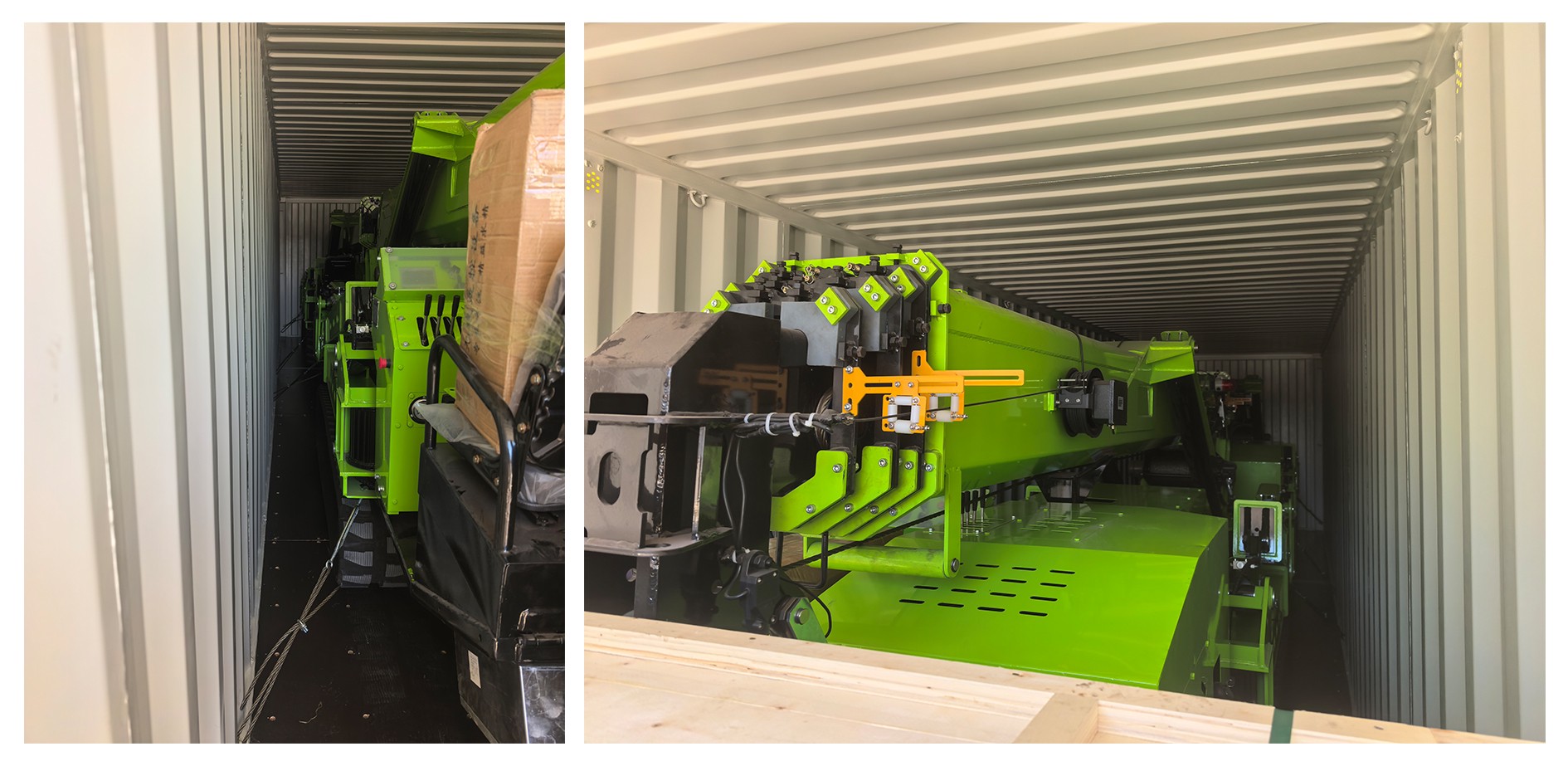 Overseas machinery, loaded into containers and shipped