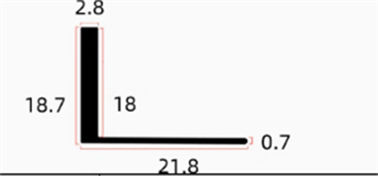 L-shaped edging strip for ceramic tile
