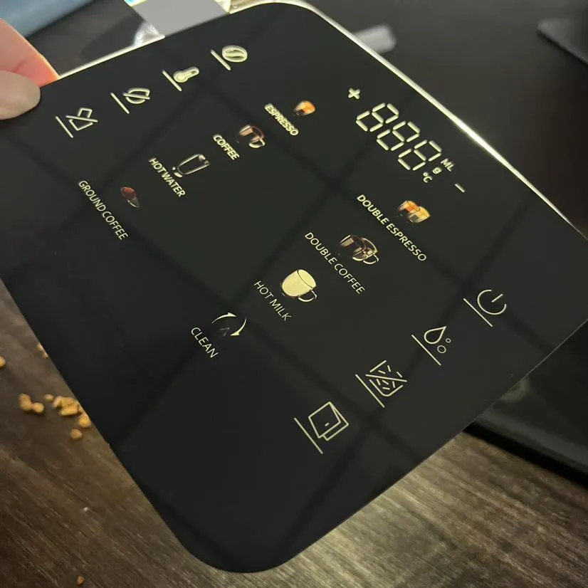 Smart Home Appliance Coffeemaker Front Touch Panel Glass with Silk Screen Printing
