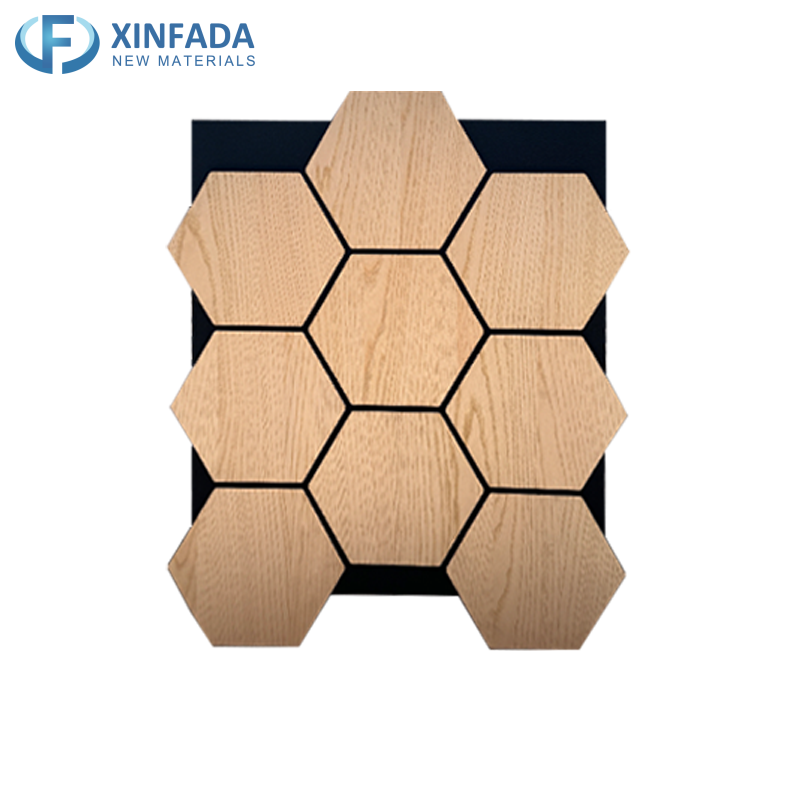 Hexagonal Pattern Polyester MDF Wood Veneer Surface Wall Panel
