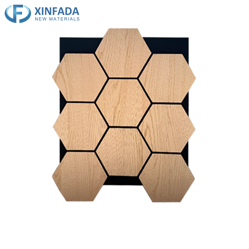 Hexagonal Pattern Polyester MDF Wood Veneer Surface Wall Panel