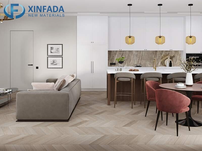 Anti-Corrosion Lvt PVC Vinyl Herringbone Parquet Spc Flooring for Sports Hall, Dance Room, Badminton Room