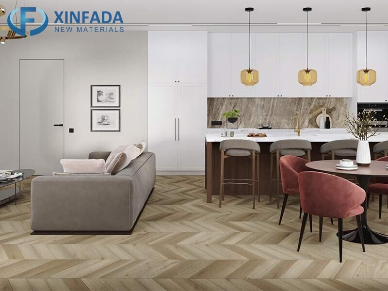Herringbone UV Coating Fireproof Dry Back/Glue Down Lvt Vinyl Plank Flooring