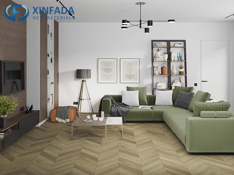 Herringbone UV Coating Fireproof Dry Back/Glue Down Lvt Vinyl Plank Flooring